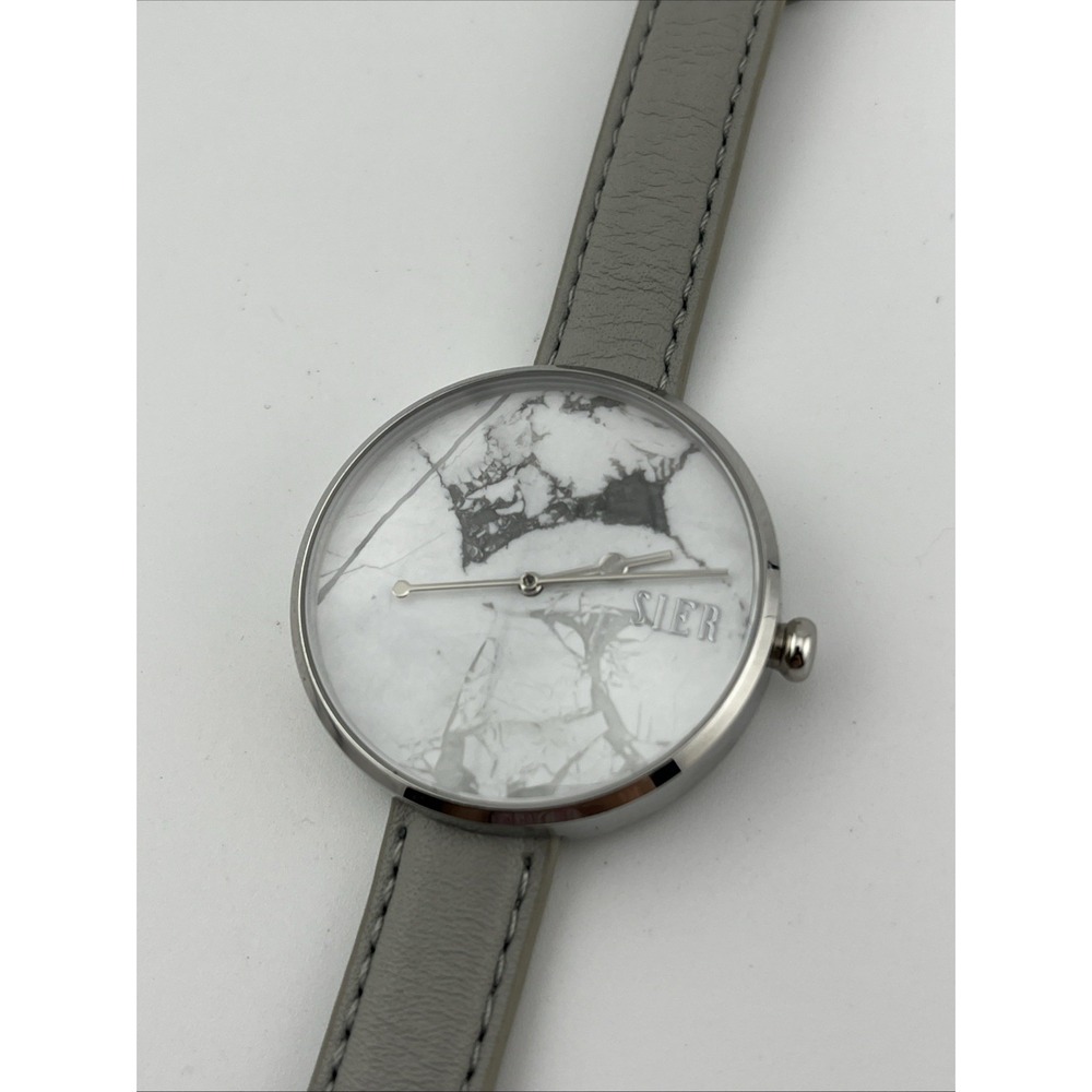 Sier By Jord Arcadia Marble‎ Dial Women 38mm Case Gray Leather Band- New Battery - Picture 5 of 9